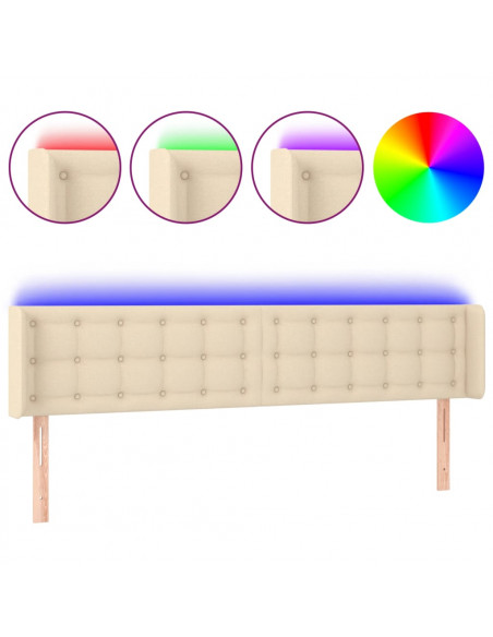 Testiera a LED Crema 183x16x78/88 cm in Tessuto