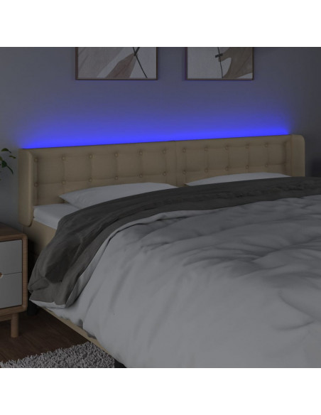 Testiera a LED Crema 183x16x78/88 cm in Tessuto