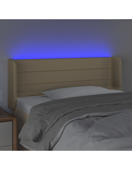 Testiera a LED Crema 93x16x78/88 cm in Tessuto