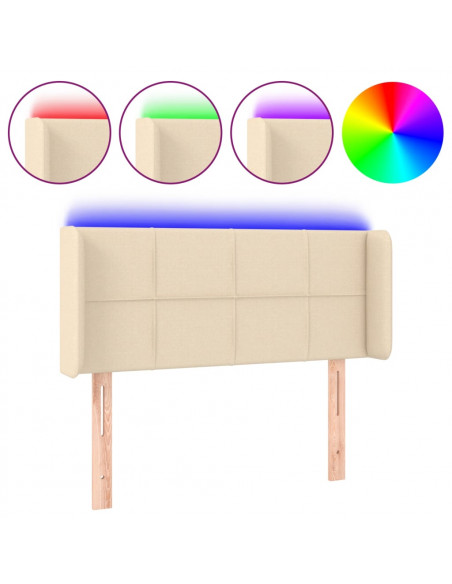 Testiera a LED Crema 93x16x78/88 cm in Tessuto