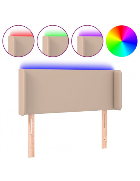 Testiera Cappuccino a LED 103x16x78/88 cm in Similpelle