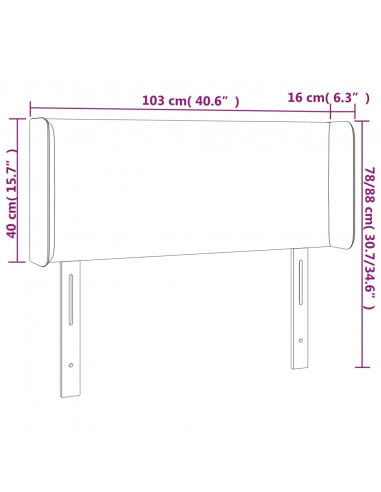 Testiera Cappuccino a LED 103x16x78/88 cm in Similpelle