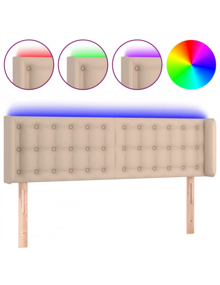 Testiera Cappuccino a LED 147x16x78/88 cm in Similpelle