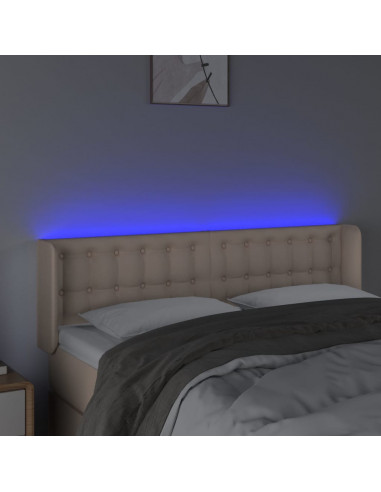 Testiera Cappuccino a LED 147x16x78/88 cm in Similpelle