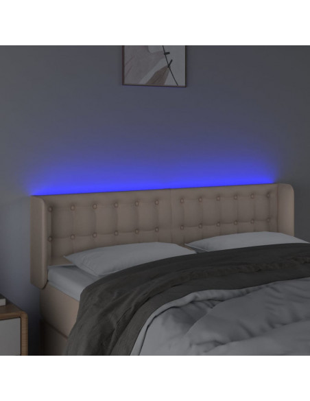 Testiera Cappuccino a LED 147x16x78/88 cm in Similpelle