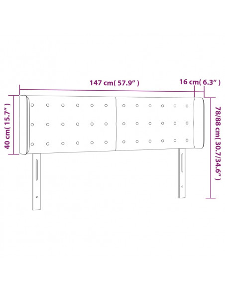 Testiera Cappuccino a LED 147x16x78/88 cm in Similpelle