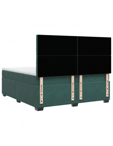 Giroletto a Molle con Materasso Verde Scuro 200x200 cm Velluto