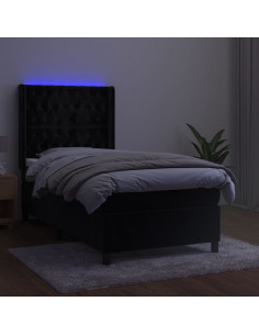 Letto a Molle con Materasso e LED Nero 80x200 cm in Velluto 2