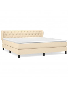 Giroletto a Molle con Materasso Crema 160x200 cm in Tessuto