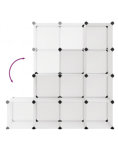 Organizzatore Portaoggetti con 12 Cubi Trasparenti in PP