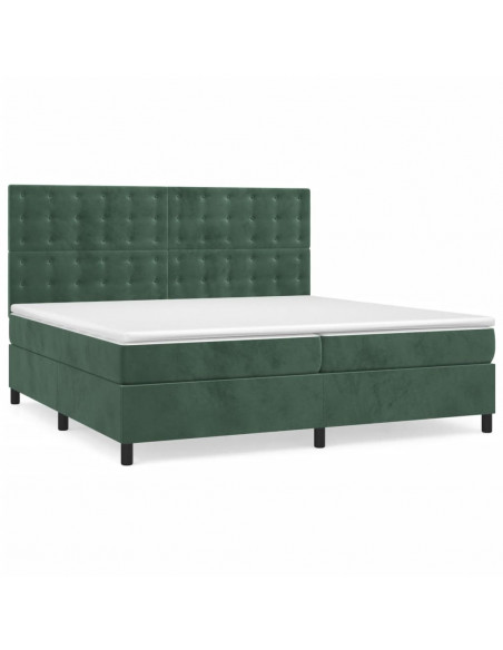 Giroletto a Molle con Materasso Verde Scuro 200x200 cm Velluto