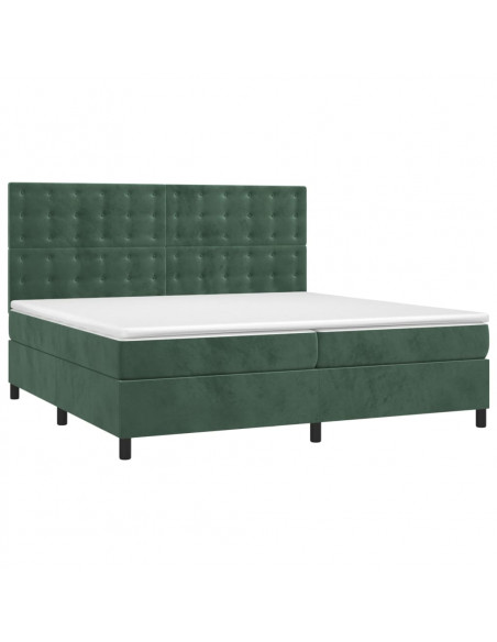 Giroletto a Molle con Materasso Verde Scuro 200x200 cm Velluto