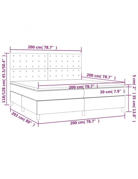 Giroletto a Molle con Materasso Verde Scuro 200x200 cm Velluto