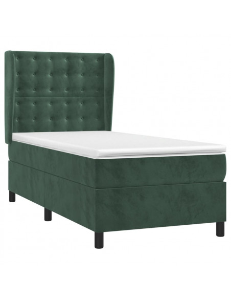 Giroletto a Molle con Materasso Verde Scuro 100x200 cm Velluto