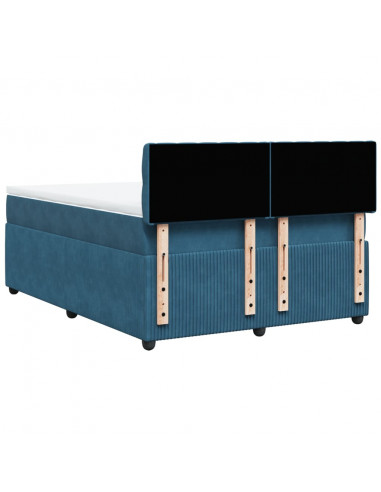 Giroletto a Molle con Materasso Blu 160x200 cm in Velluto