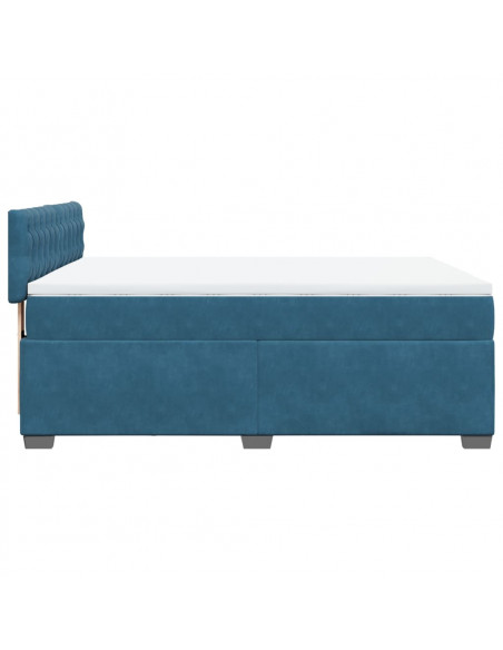 Giroletto a Molle con Materasso Blu 160x200 cm in Velluto