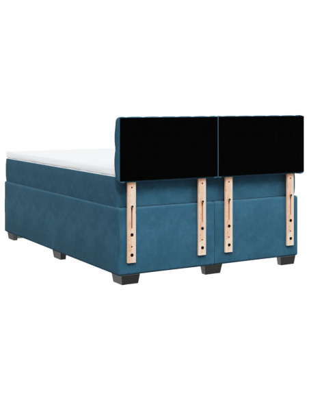 Giroletto a Molle con Materasso Blu 160x200 cm in Velluto