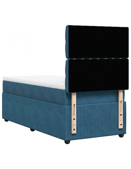 Giroletto a Molle con Materasso Blu 80x200 cm in Velluto