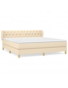 Giroletto a Molle con Materasso Crema 160x200 cm in Tessuto