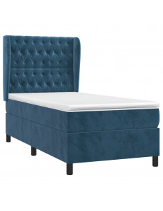 Giroletto a Molle con Materasso Blu Scuro 80x200 cm in Velluto 2