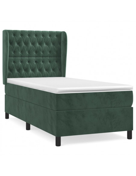 Giroletto a Molle con Materasso Verde Scuro 80x200 cm Velluto