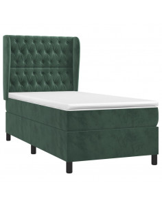 Giroletto a Molle con Materasso Verde Scuro 80x200 cm Velluto 2