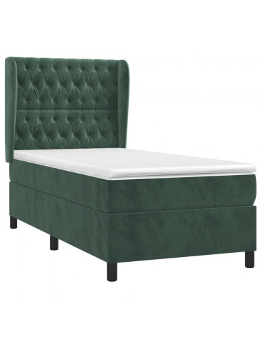 Giroletto a Molle con Materasso Verde Scuro 80x200 cm Velluto