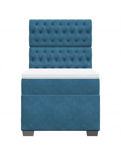 Giroletto a Molle con Materasso Blu 80x200 cm in Velluto