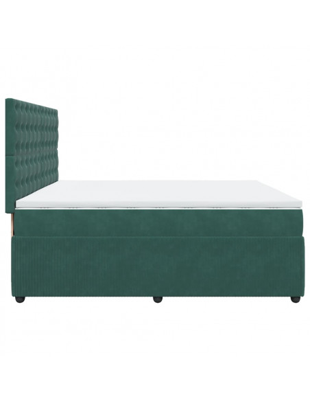 Giroletto a Molle con Materasso Verde Scuro 200x200 cm Velluto