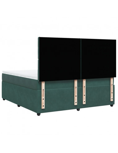 Giroletto a Molle con Materasso Verde Scuro 200x200 cm Velluto