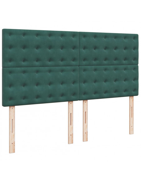Giroletto a Molle con Materasso Verde Scuro 200x200 cm Velluto