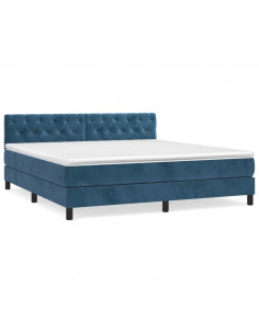 Giroletto a Molle con Materasso Blu Scuro 160x200 cm in Velluto