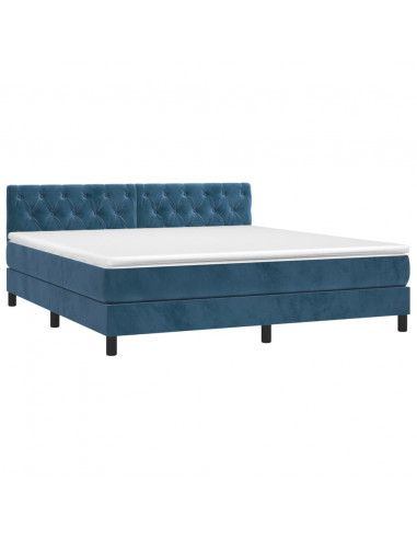 Giroletto a Molle con Materasso Blu Scuro 160x200 cm in Velluto