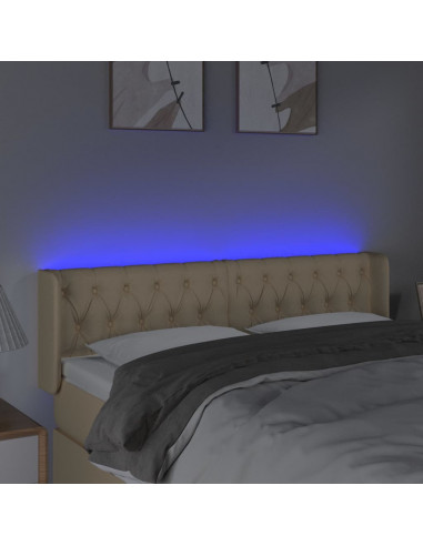 Testiera a LED Crema 163x16x78/88 cm in Tessuto