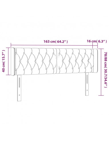 Testiera a LED Crema 163x16x78/88 cm in Tessuto