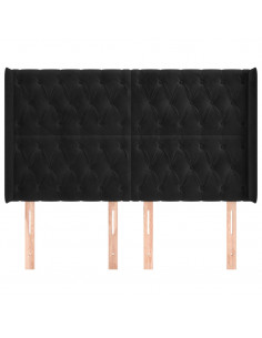 Testiera ad Orecchio Nera 147x16x118/128 cm in Velluto 2