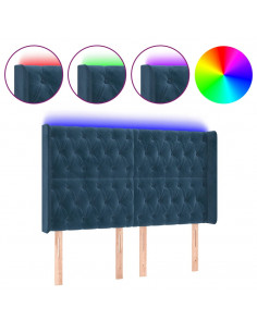 Testiera a LED Blu Scuro 147x16x118/128 cm in Velluto 2