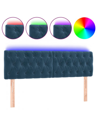 Testiera a LED Blu Scuro 160x7x78/88 cm in Velluto