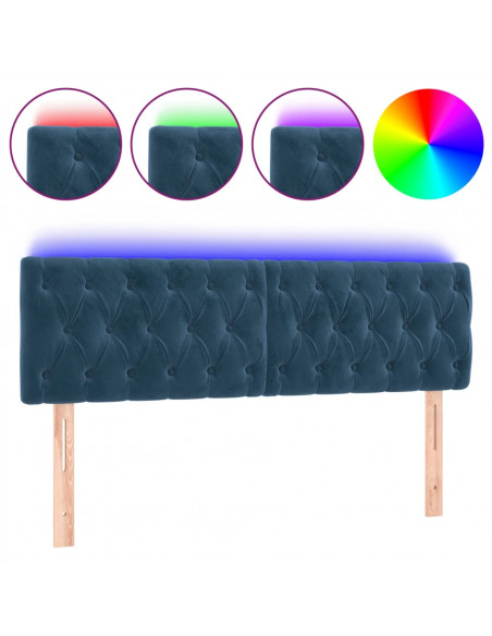 Testiera a LED Blu Scuro 160x7x78/88 cm in Velluto
