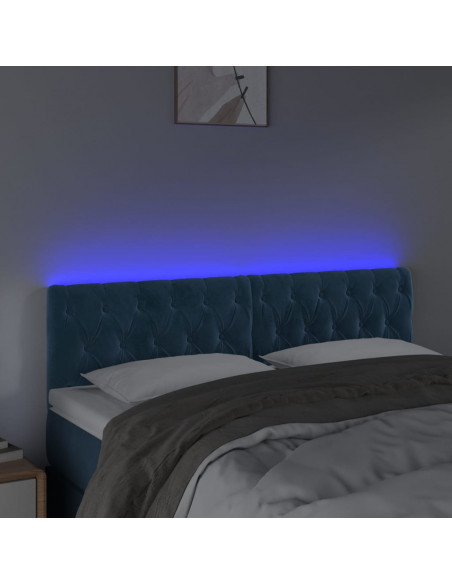 Testiera a LED Blu Scuro 160x7x78/88 cm in Velluto