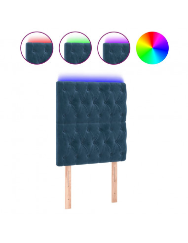 Testiera a LED Blu scuro 80x7x118/128 cm in Velluto