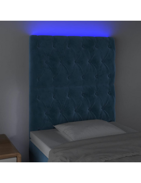 Testiera a LED Blu scuro 80x7x118/128 cm in Velluto