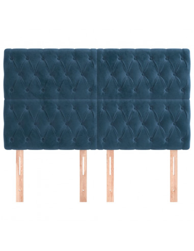 Testiere 4 pz Blu Scuro 72x7x78/88 cm in Velluto