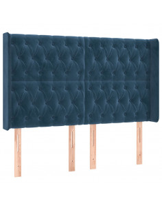 Testiera ad Orecchio Blu Scuro 147x16x118/128 cm in Velluto 2