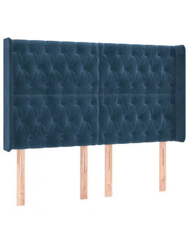 Testiera ad Orecchio Blu Scuro 147x16x118/128 cm in Velluto