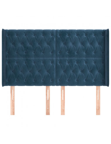 Testiera ad Orecchio Blu Scuro 147x16x118/128 cm in Velluto