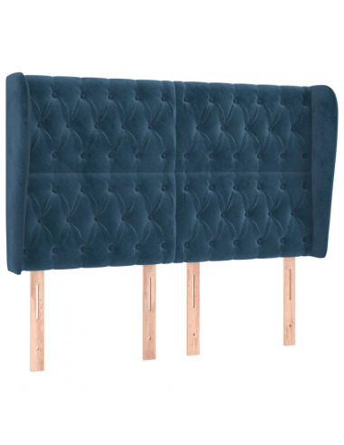 Testiera ad Orecchio Blu Scuro 147x23x118/128cm in Velluto