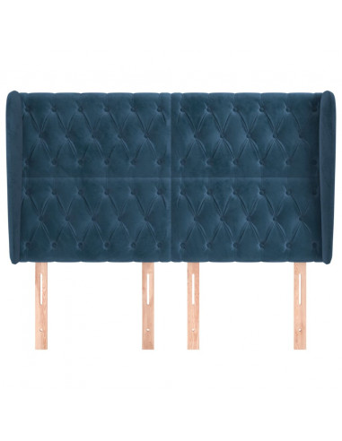 Testiera ad Orecchio Blu Scuro 147x23x118/128cm in Velluto