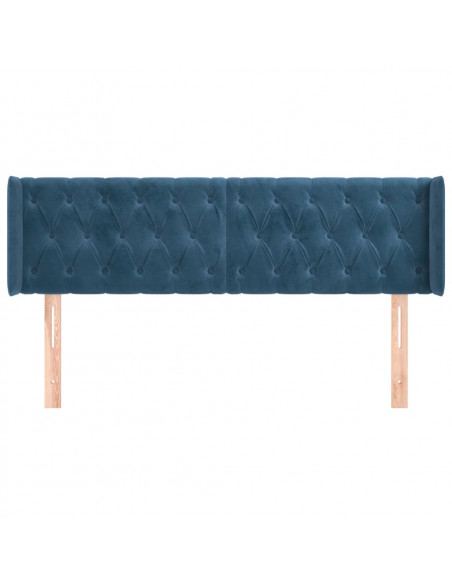 Testiera ad Orecchio Blu Scuro 163x16x78/88 cm in Velluto