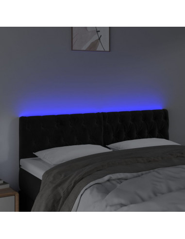 Testiera a LED Nera 144x7x78/88 cm in Velluto